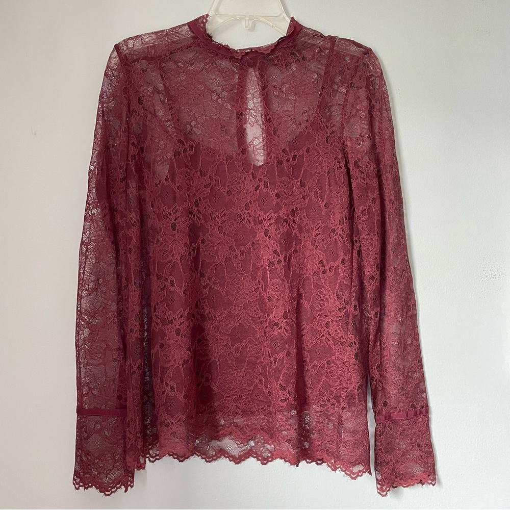 Theory LS Lace Top Light Blouse